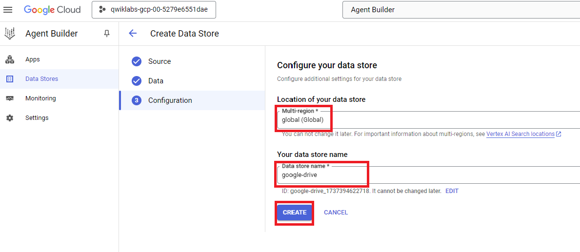 Data Store Google Drive