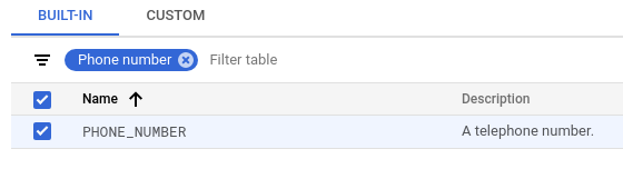 Built-in phone number filter