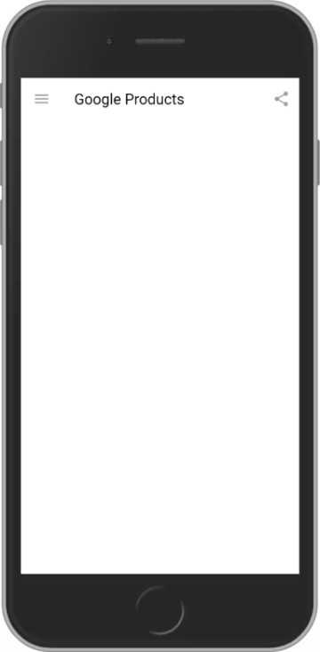 The Google Products title alongside a Share icon and navigation menu