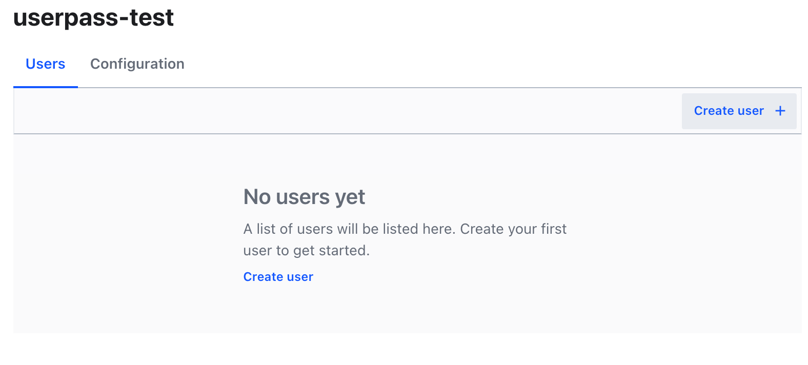 The userpass-test's Users tabbed page.