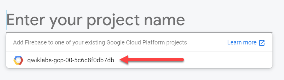Enter your project name dialog box