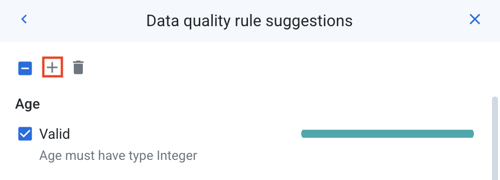 Data quality rule suggestions page