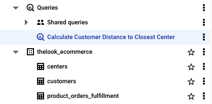 The saved query list