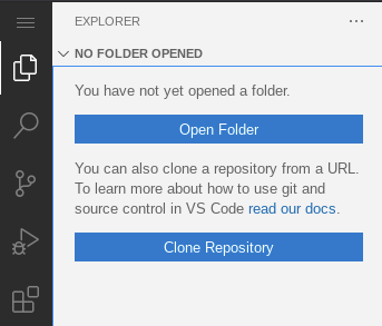 The selected Explorer button and Explorer page is displayed