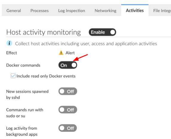 Activities tabbed page