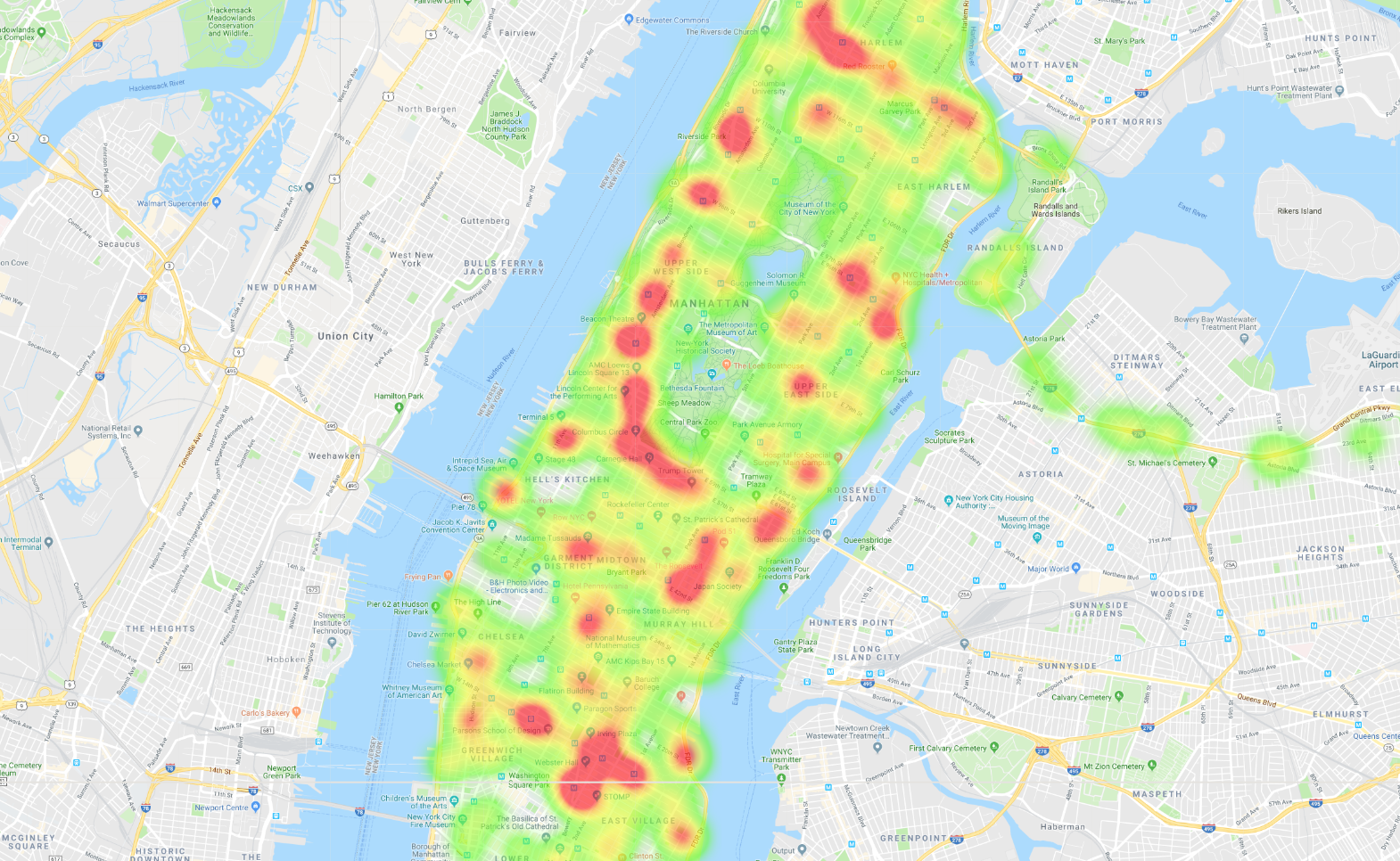 Heat map of New York city.
