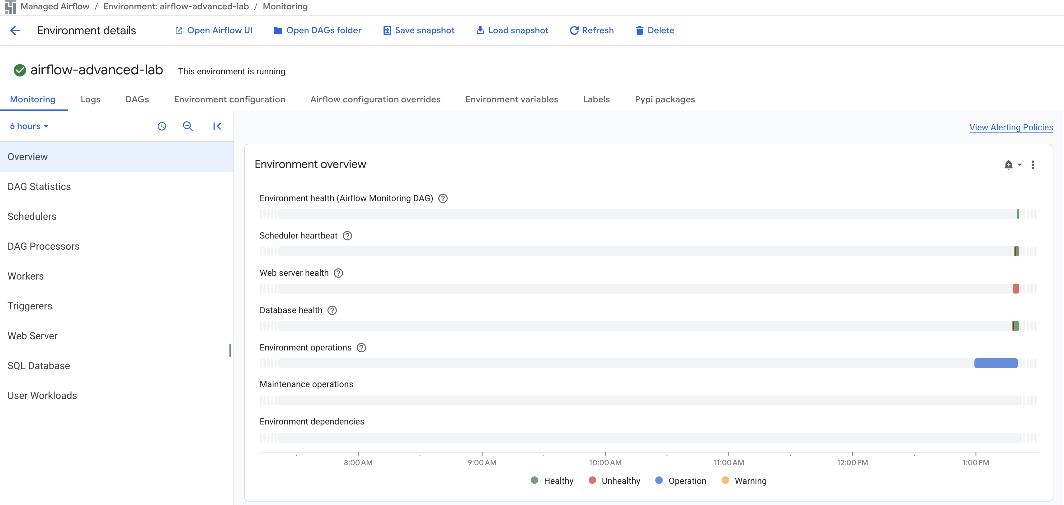 Environmental Configuration page