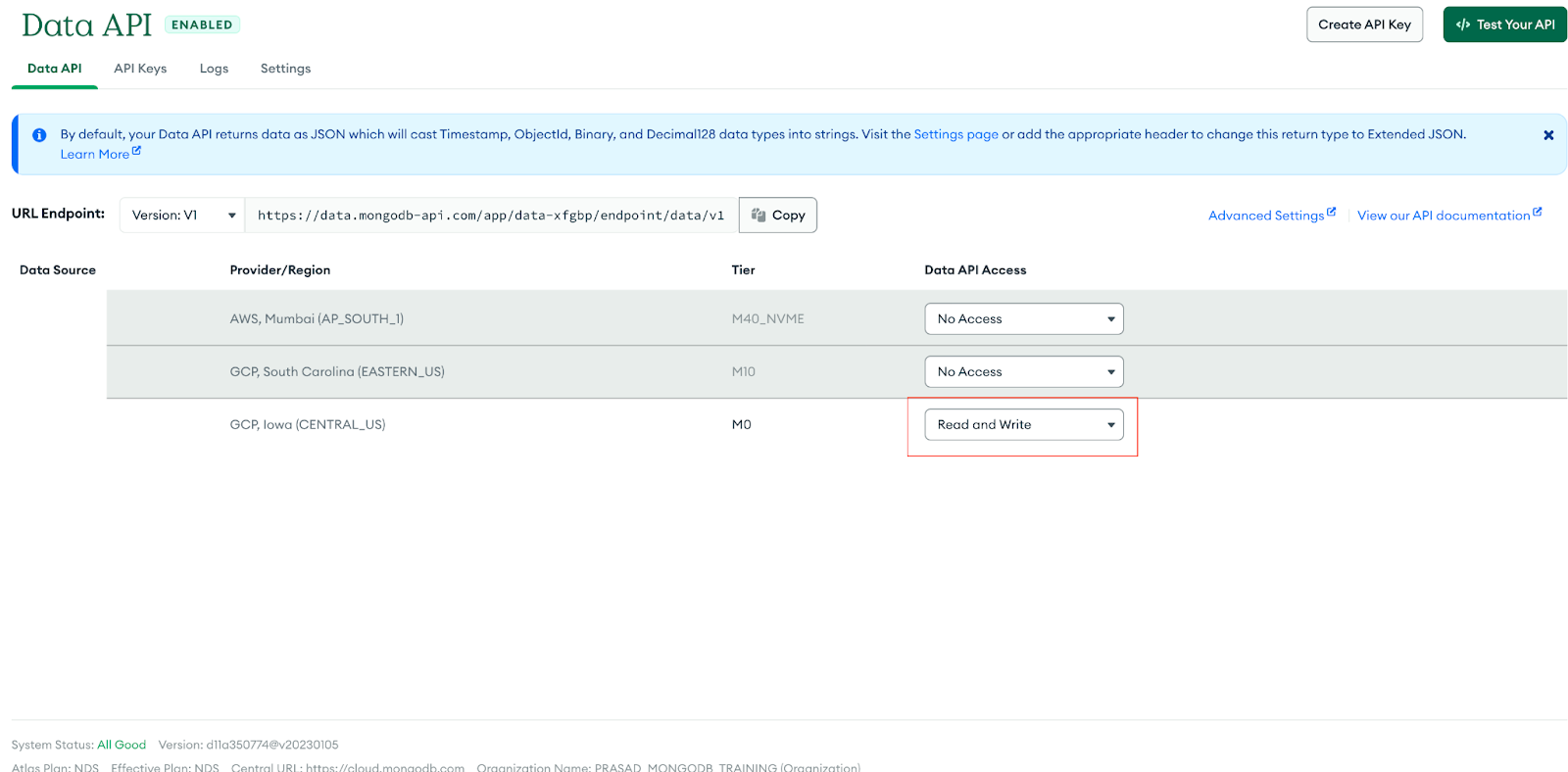Data API Access