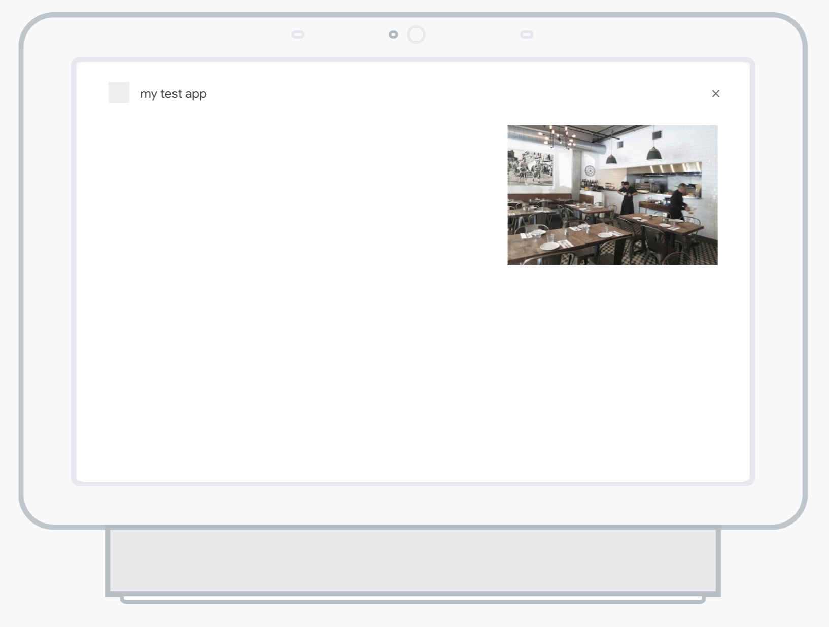 Actions simulator displaying image of a restuarant
