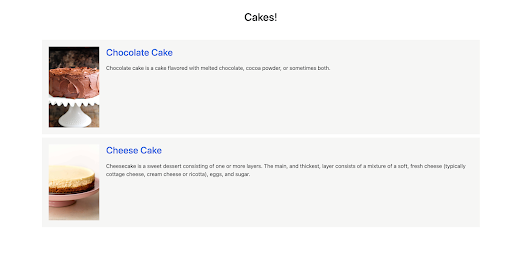 Cakes in application