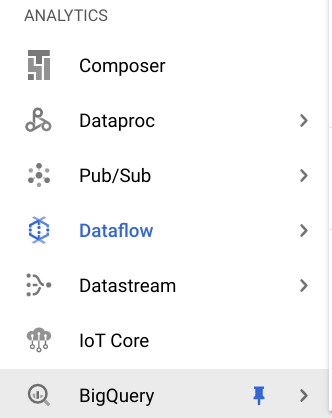 Menu de navigation > BigQuery