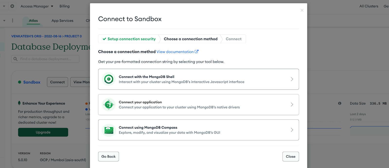 The Connect your application displayed in the Connect to Sandbox dialog box.