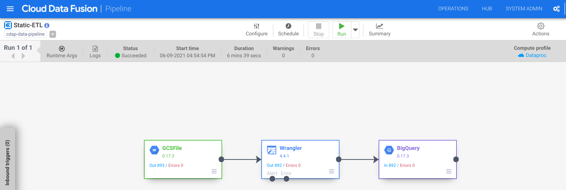 Pipeline succeeded dialog