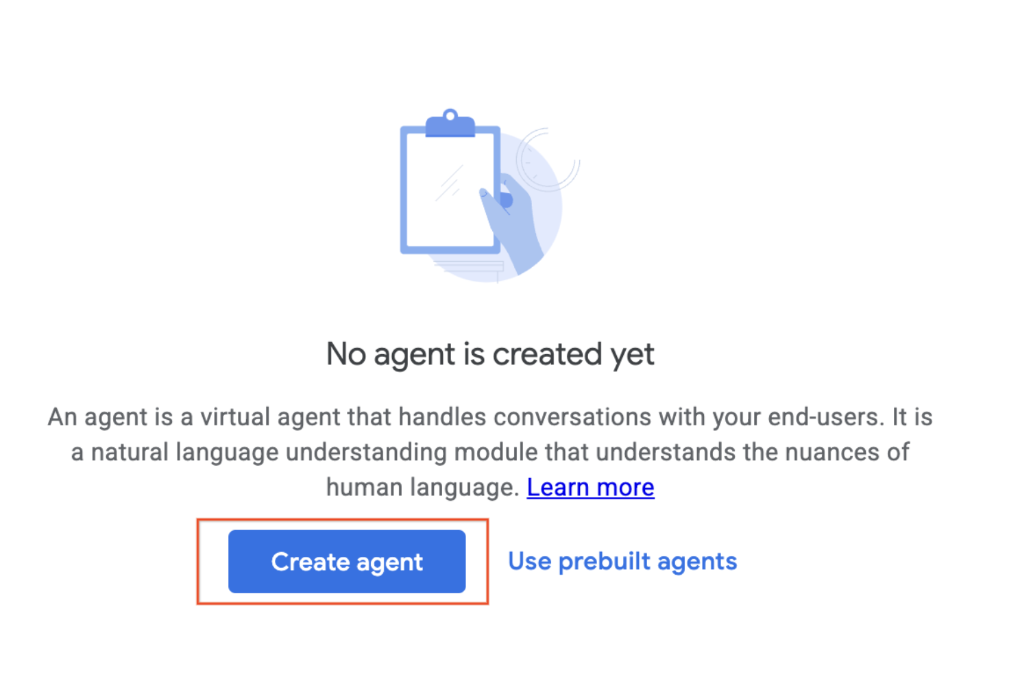 Agents page with Create agents button highlighted