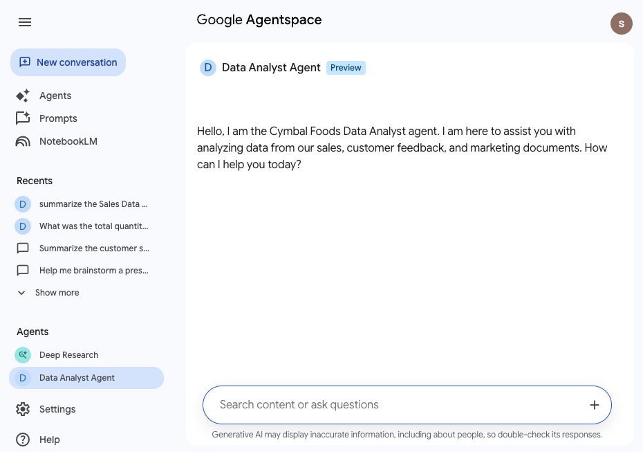 data analyst agent interaction