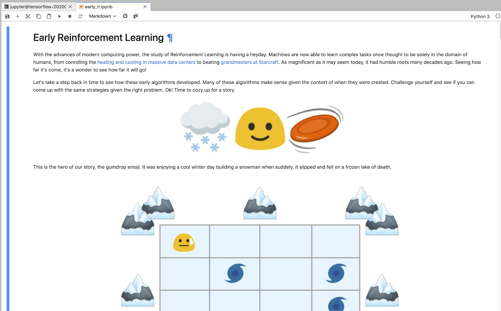 Page Web &quot;Early Reinforcement Learning&quot;