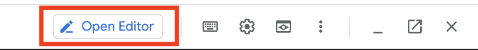 The Open Editor button highlighted in the UI