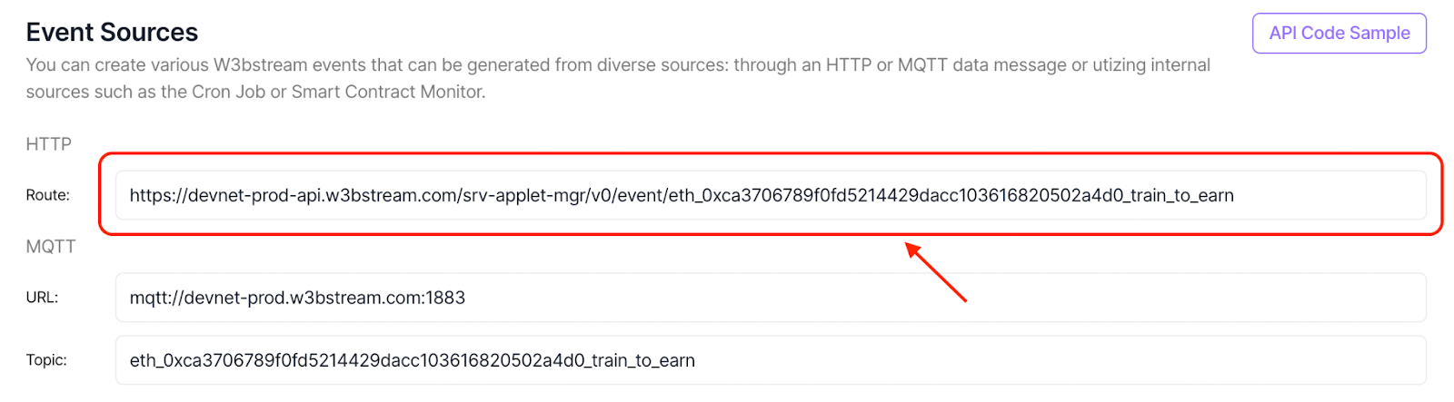 http route under Event Sources