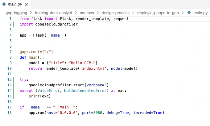 Bloco de código &quot;main.py&quot;
