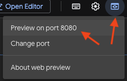 Web Preview on port 8080