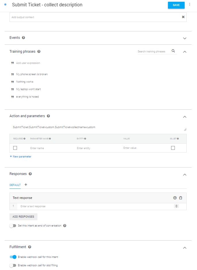 Submit ticket - collect description dialog