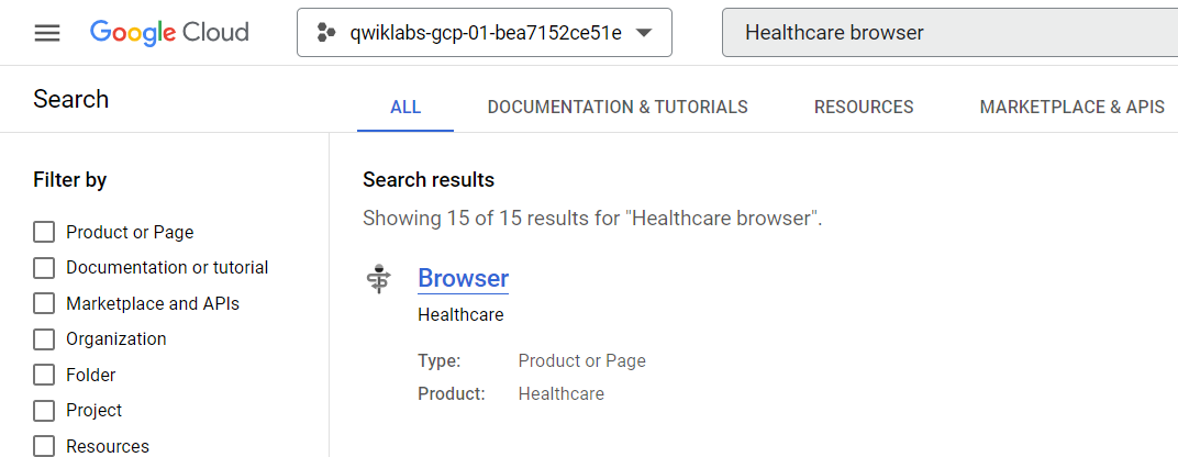 The Healthcare browser listed in search results