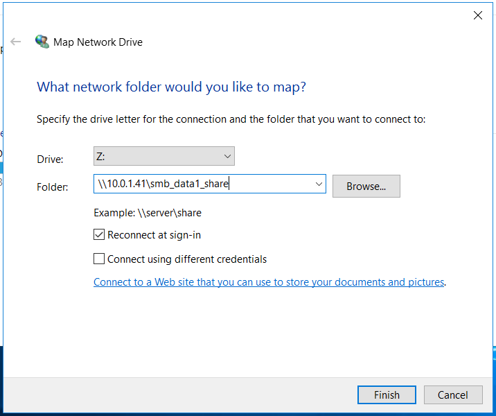 The Map Network Drive window
