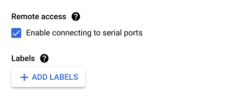 Enable connecting to serial ports checkbox selected