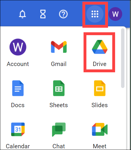 Image of the Google apps icon, and the Google Drive icon