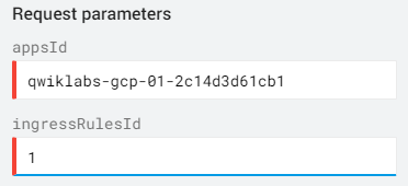 The method displayed in the Request parameters section