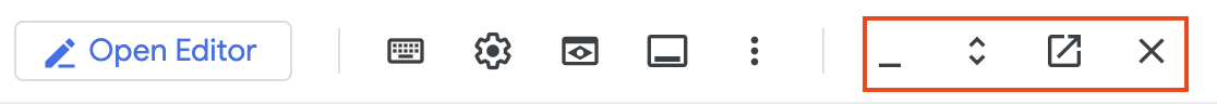 Four icons on far right of Cloud Shell toolbar