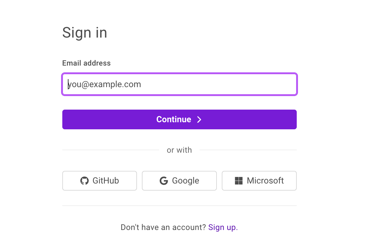 SingleStore sign in page