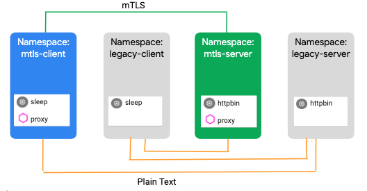 The mTLS Istio Permissive diagram