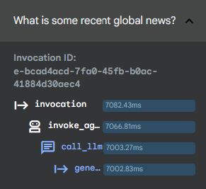 Trace of the Agent call