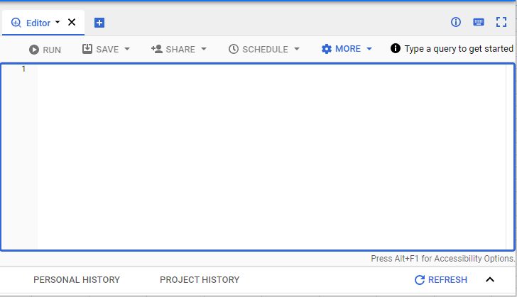 BigQuery 查询编辑器