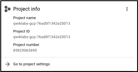 Google Cloud Project info tile