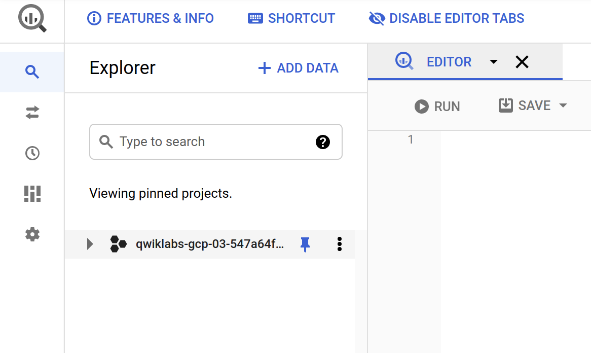 Tab Explorer dengan project yang dipilih