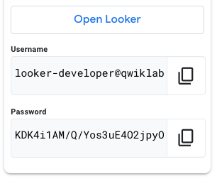 Looker credentials dialog