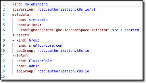 Configuration du RoleBinding