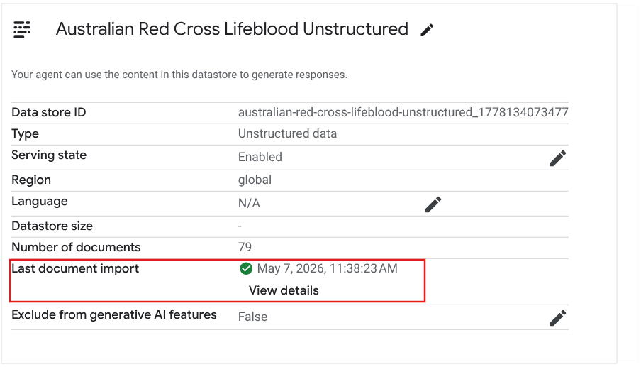 Imported Data Store
