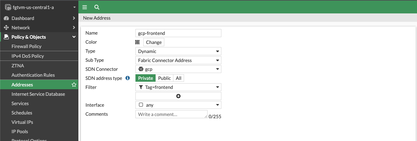 FortiGate - dynamic network address