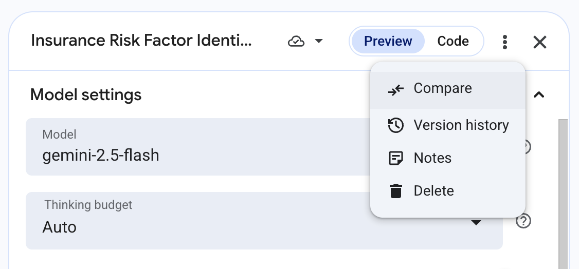 Compare prompts page overview