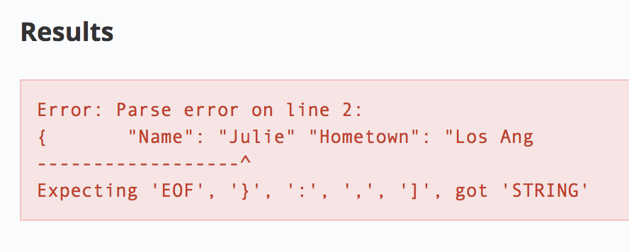 Results include: Error: Parse error on line 2: