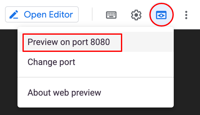 Application previewed on port 8080