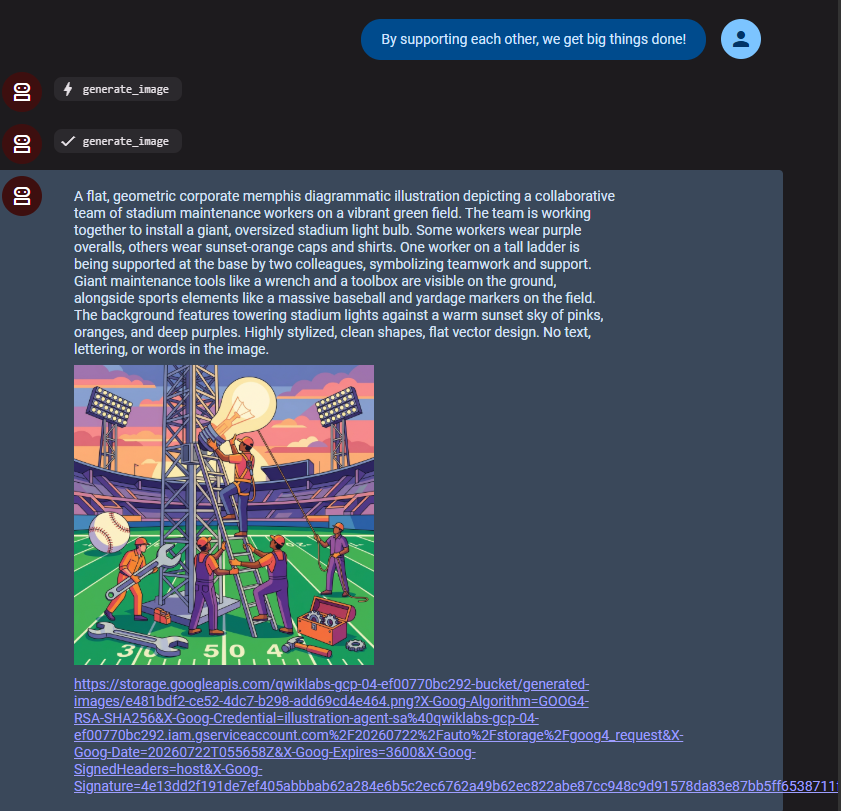 Response and generated image.