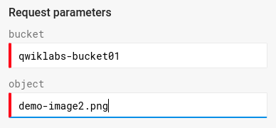 メソッドが表示されている [Request parameters] ダイアログ ボックス