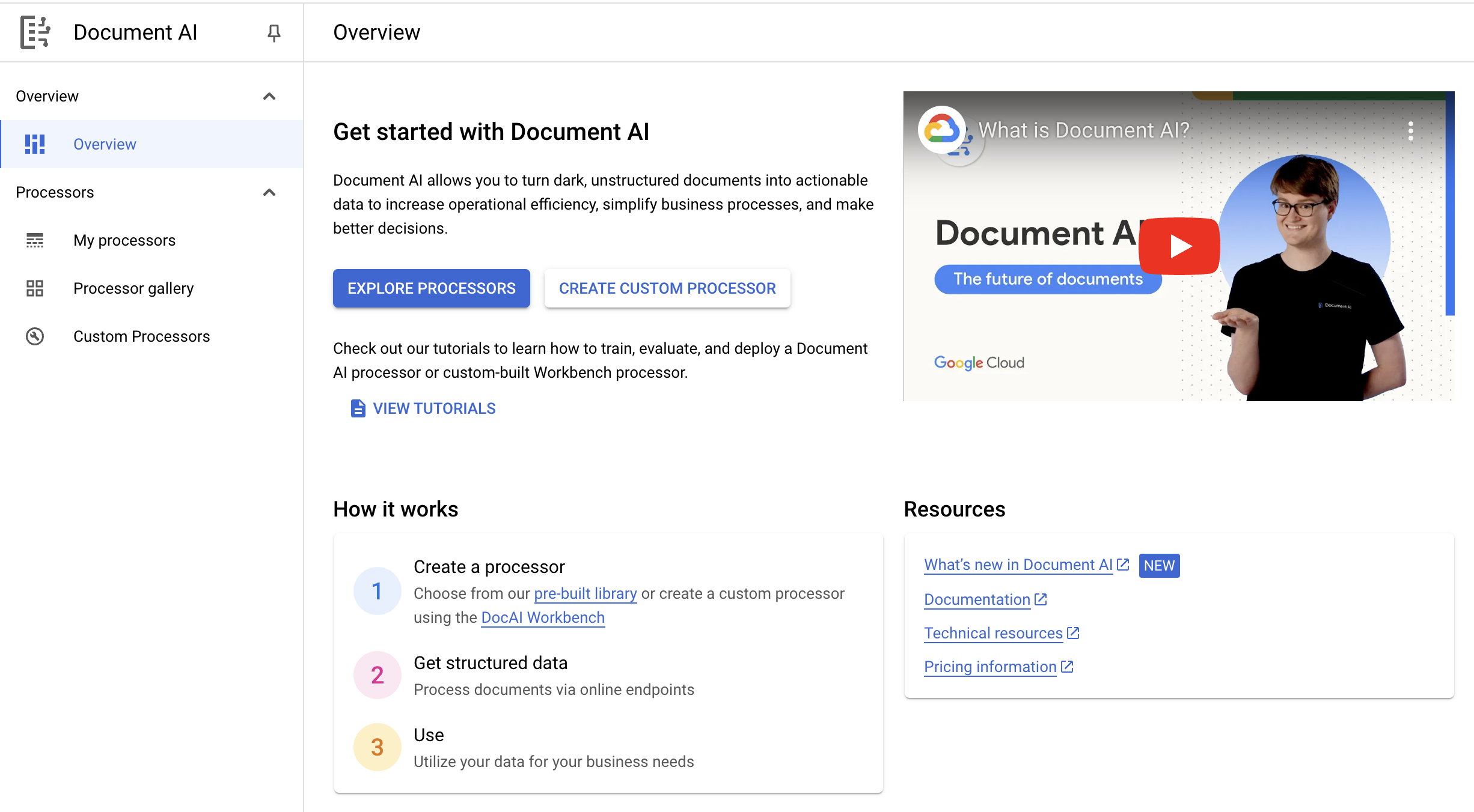 Document AI Overview Console