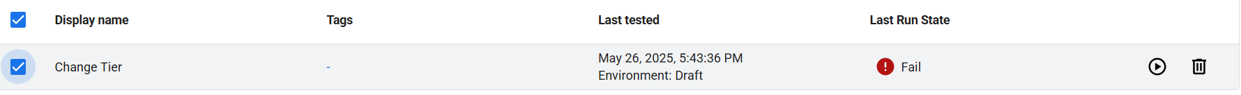 Test Case run output