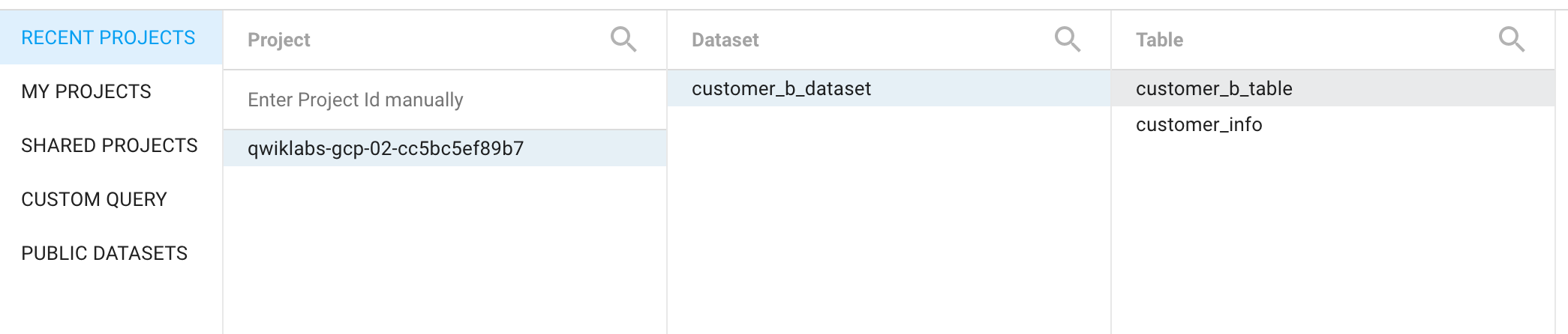 connect customer b table