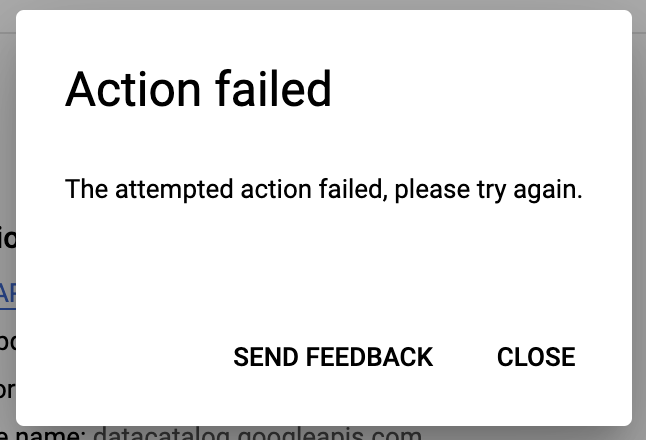 Failed API Enablement error message